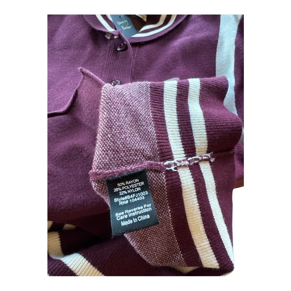 Button Down Varsity Bomber Sweater - image 7